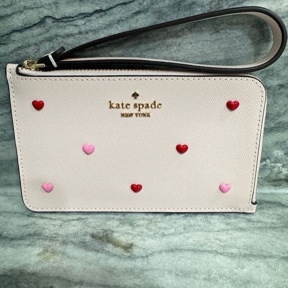 Kate Spade Lucy Heart Studs L-zip Wristlet - Picture 6 of 11